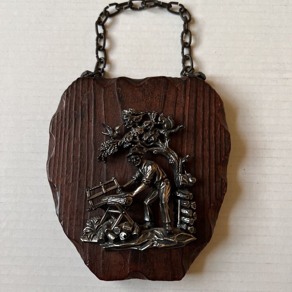 Vintage Art In A Wooden Plack Hand Made in West Germany